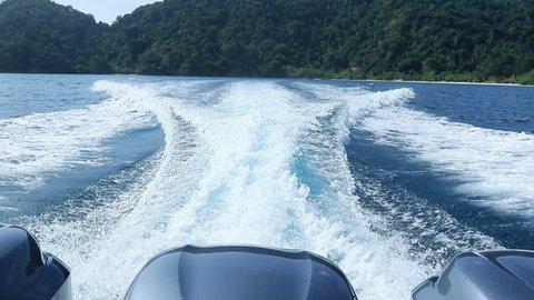 Rear View Speed Boat Running Natural Stock Footage Video (100% Royalty ...
