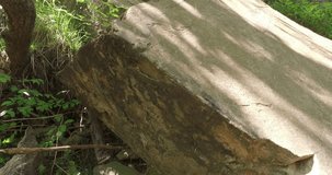 Giant rock - object in forest. Low angle view. Near river Hubelj, Ajdovš?ina.