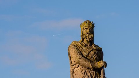 Zoom-In time-lapse footage of the statue of Robert the Bruce king of the Scots. Stirling, Scotland, UK