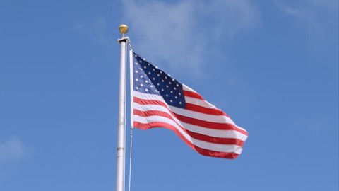 USA flag fluttering in the wind