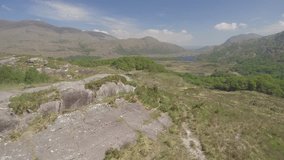 Aerial view Killarney National Park on the ring of kerry, county kerry, ireland. epic aerial of a natural irish landscape. flat video profile