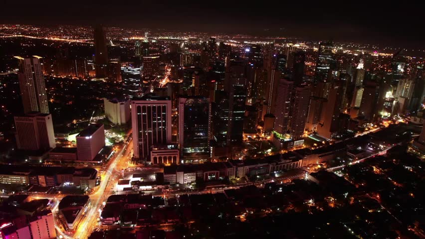 Night time Lights on the road in Manila, Philippines image - Free stock ...