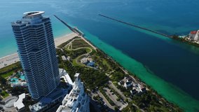 Aerial static video Government Cut Miami Beach