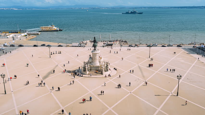 Aerial view of Praca do Comercio in Lisbon.