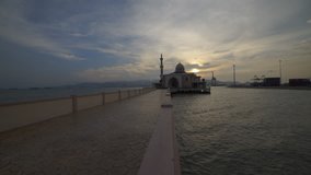 Sunrise Time Lapse at a mosque by a port at Penang,  Malaysia, SOOC Camera. HD