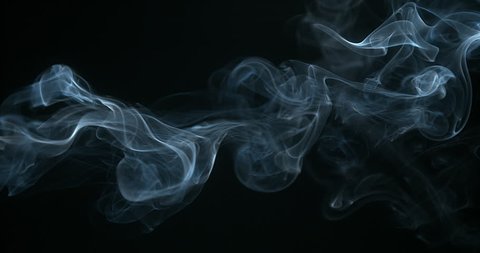 Smoke of Cigarette rising against Black Background, Slow Motion 4K