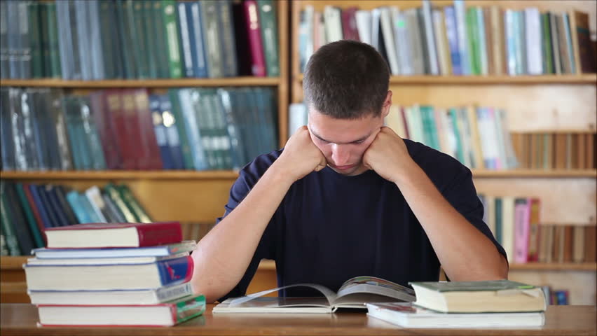 Tired Student in the Library Stock Footage Video (100% Royalty-free ...