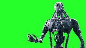 robot Android cyborg working gestures with the virtual interface 3D animation render on a green background - Powered by Shutterstock - Get 15% off with code: PIKWIZARD15
