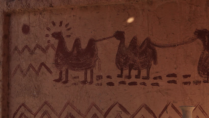 Camel Caravan Drawing on the Wall (Ancient Art)