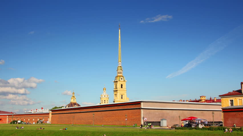 St. Peter and Paul fortress in Saint-Petersburg, Russia - timelapse in motion