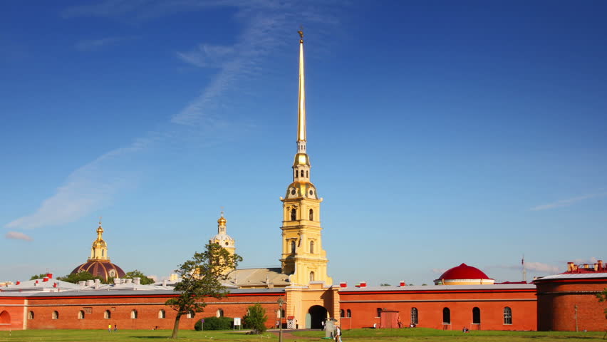 St. Peter and Paul fortress in Saint-Petersburg, Russia - timelapse in motion