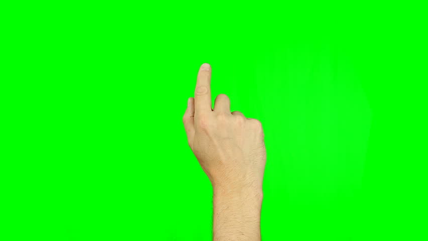 All gestures with 1 finger. Set of 11 gestures. Green screen. Tap swipe scroll double tap draw gestures on touch pad touchscreen tablet smartphone kinetics gadget. Solid green instead alpha channel. Royalty-Free Stock Footage #26810953