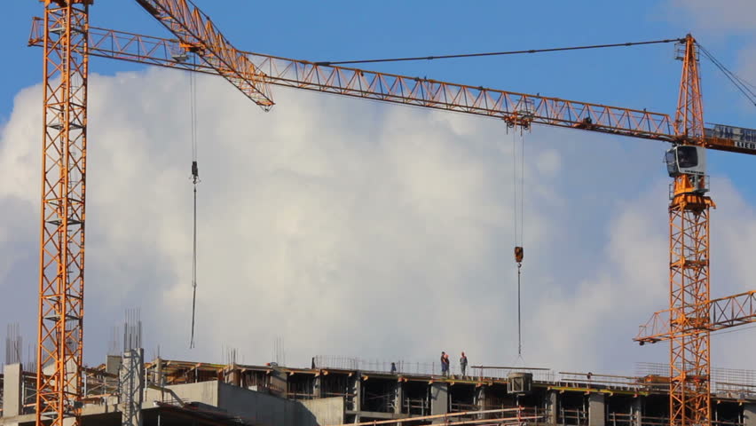 working construction cranes