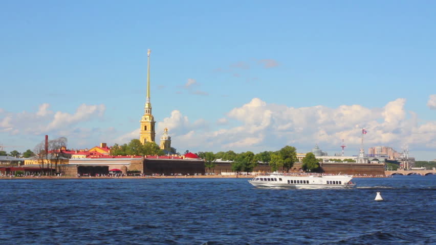 Neva river in the historical center of Saint-Petersburg, Russia