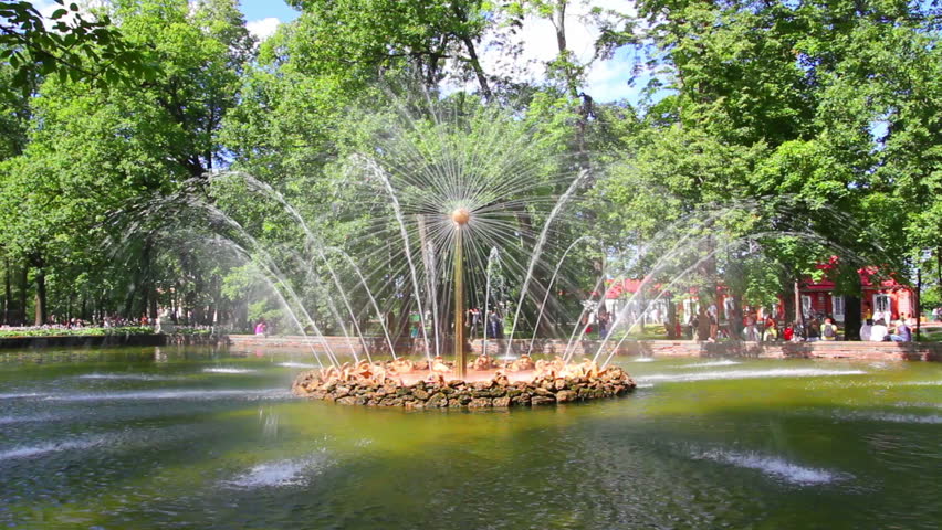 Sun fountain in petergof park St. Petersburg Russia
