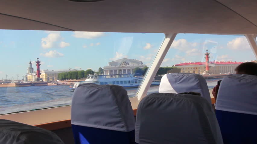 sail on Neva River in passenger boat - St. Petersburg