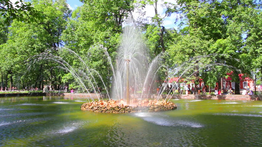 Sun fountain in petergof park St. Petersburg Russia - timelapse