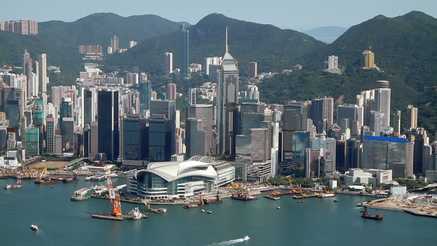 Hong Kong City skyline - Central District, Victoria Harborand Hong Kong Island,