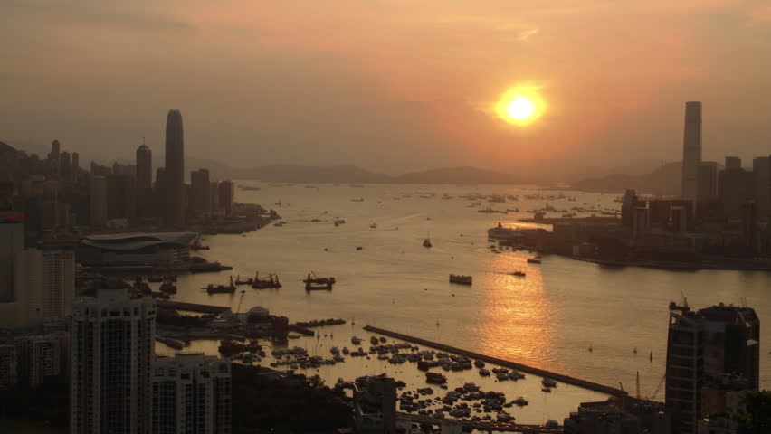 Hong Kong Victoria Harbor at Sunset - - Central District, Victoria Harbor,