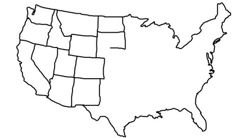 U.S. Map Animated Whiteboard Drawing / An animated drawing of the continental United States on a white background.