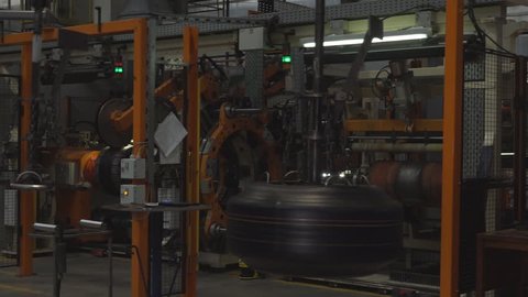 BILA TSERKVA, UKRAINE – FEBRUARY 18, 2017: tire manufacturing at tire factory in Bila Tserkva, Ukraine
