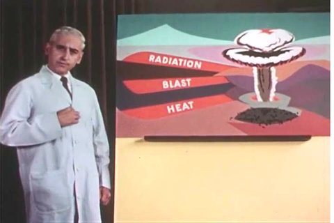 1950s: A scientist discusses the three effects of a nuclear explosion in the 1950s.
