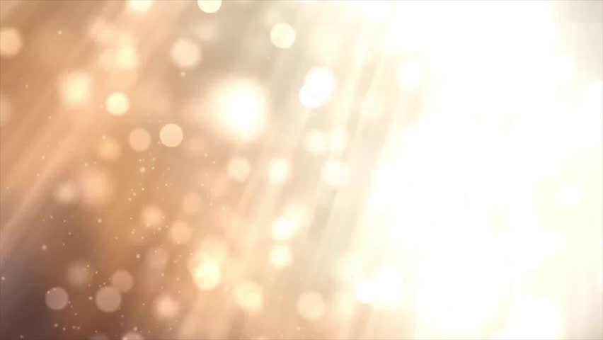 Lights golden bokeh with spotlights and rays lens flares Abstract motion background .