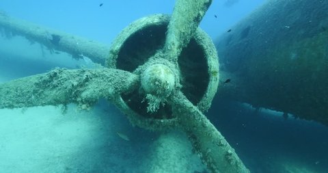 air plane propeller underwater wreck  airplane