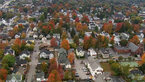 Flying over neighborhoods in Concord, New Hampshire