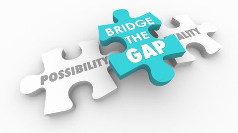 Bridge the Gap Between Possibility and Reality Puzzle Piece 3d Animation