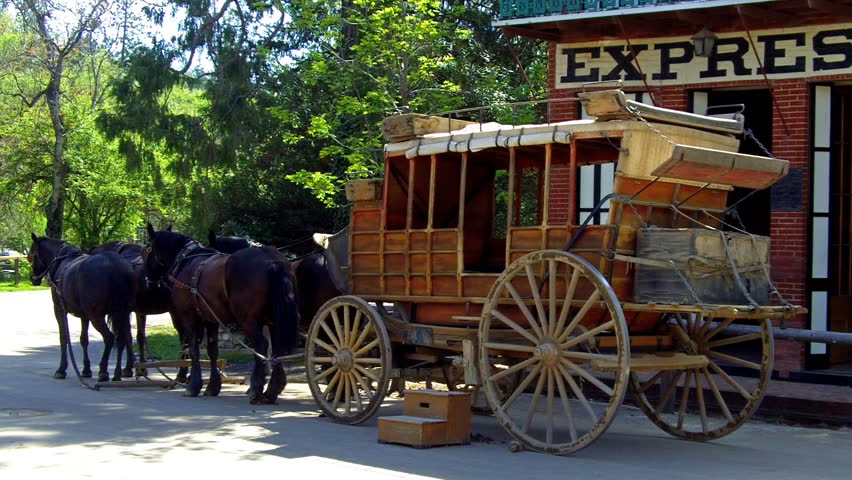 COLUMBIA, CA - MAY 15: An historic stagecoach at Columbia State Historic Park on