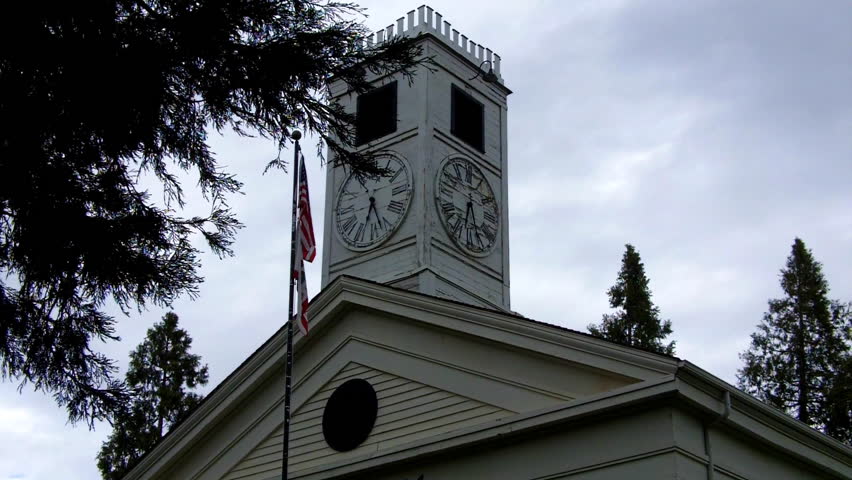 MARIPOSA, CA - MAY 14: An historic wooden county courthouse on May 14, 2012 in