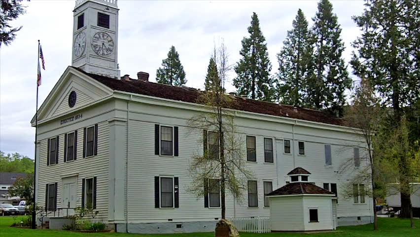 MARIPOSA, CA - MAY 14: An historic wooden county courthouse on May 14, 2012 in