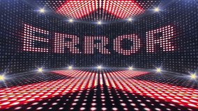 Error Text and Abstract Crazy Lights Bulb Animation, CGI, Rendering, Background, Loop, 4k
