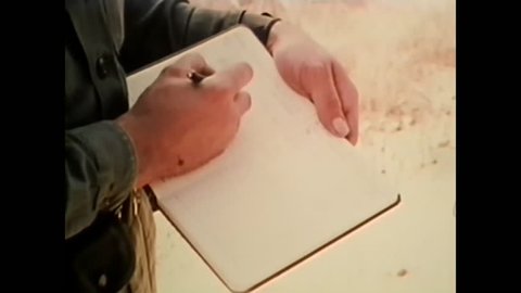 1970s: Mapmakers use triangulation, in animation, a tower, in the field, and surveyors to map areas in 1973.