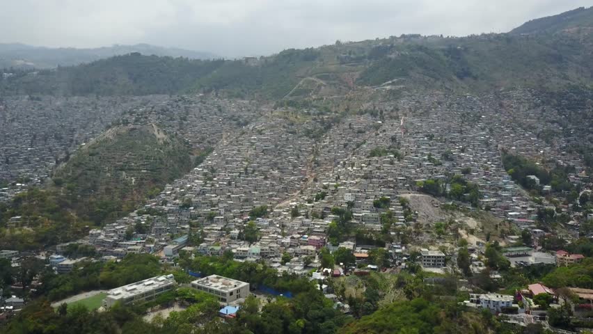 Port-au-Prince, Haiti - April 7, 2017: Aerial view of thousands of houses in Haiti