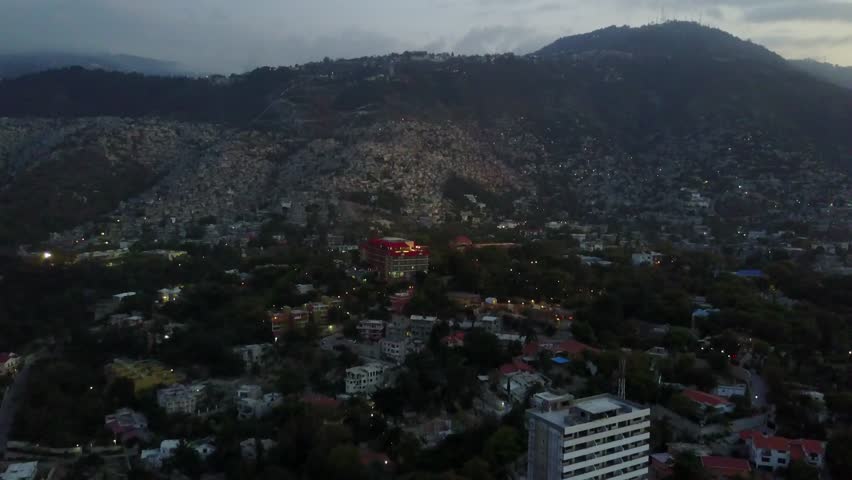 Port-au-Prince, Haiti - April 7, 2017: Aerial view of Port-au-Prince at Dusk