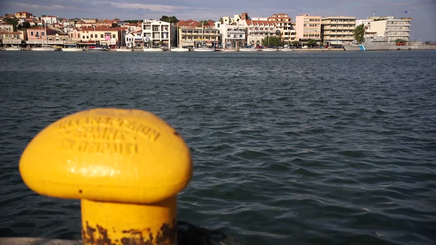 The port of Mytilene in Greece on the island of Lesbos. 