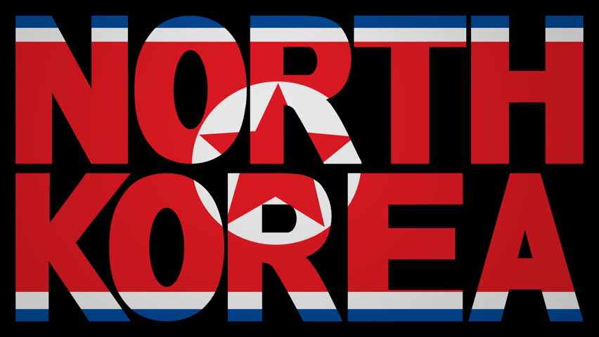 North Korea text with fluttering flag animation