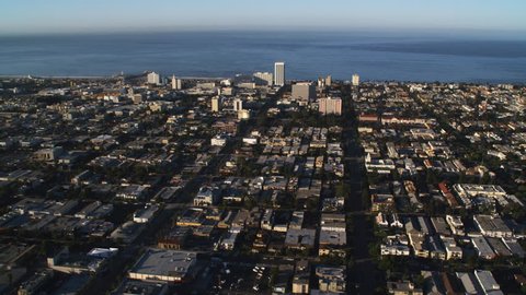 Flying over Santa Monica with Pacific in the distance. Shot in 2010.