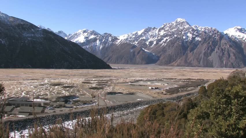 Mt. Cook, New Zealand. Circa July 2011. Panoramic views over Mt. Cook Valley and