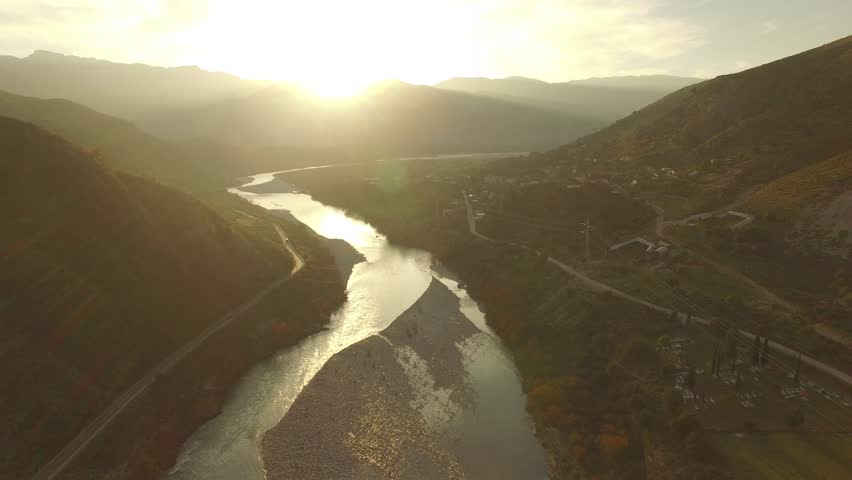 Aerial View from Vjosa River in Albania
