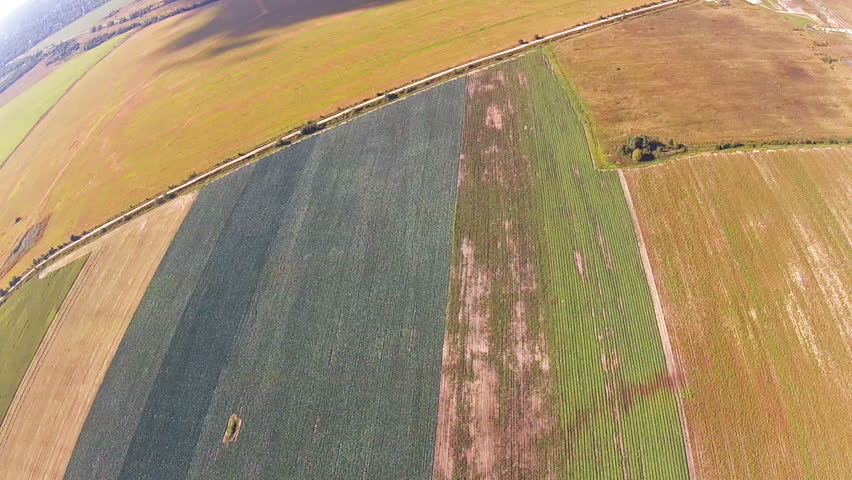 Flying over the Countryside, Bird's-eye. camera  is mounted on the wing RC