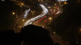timelapse video footage of traffic on a street in the city of Lima, Peru at night