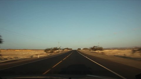 video footage of driving on the Panamericana Roas in South America, Peru