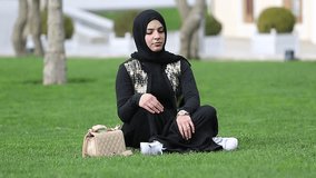 Hijab. Girl in Black Hijab. Religion. Muslim Hijab. Hijab footage