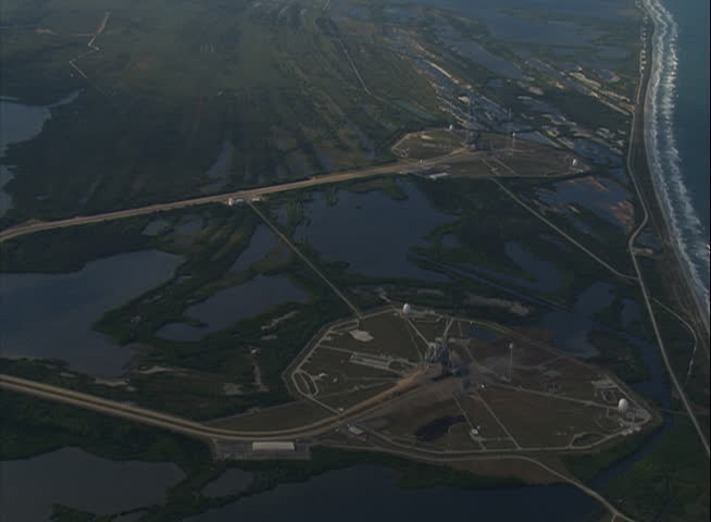 Flying over a space launch complex