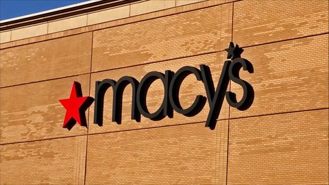 Macy's retail store sign, zoom in loop - Peabody, Massachusetts USA - April 23, 2017
