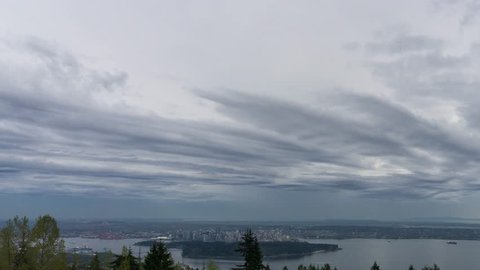 Stormy Thunder Clouds Passing over Vancouver City timelapse. Taken from Cypress Viewpoint, British Columbia, Canada.
