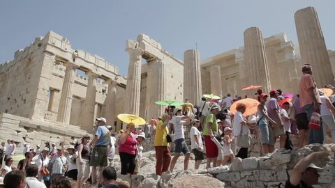 People watching ruins in greece in 2012